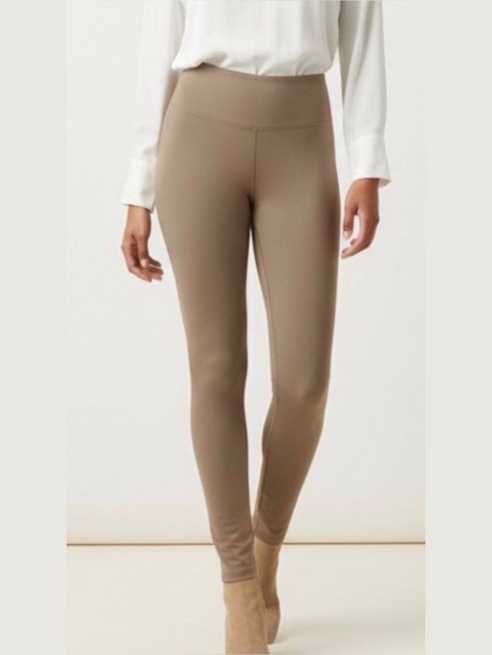 Zara Women's Beige High-Waisted Leggings